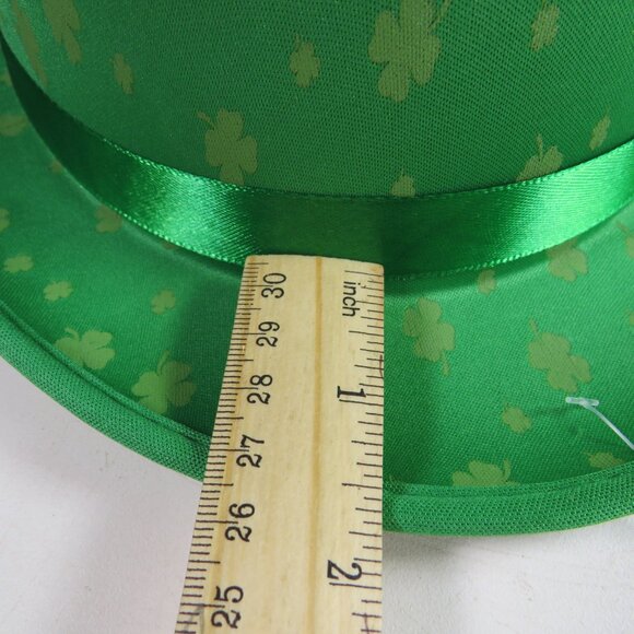 St Patrick's Day Satin Fabric Top Hat with tone on tone shamrocks - Picture 9 of 12
